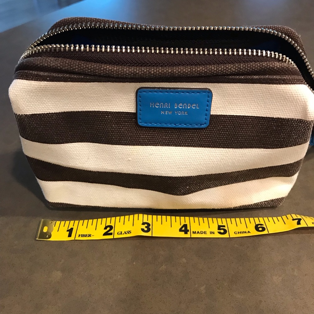 Henri Bendel striped canvas makeup case
